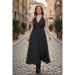 David's Bridal Flare Chiffon Layered Midi Dress Black 16 Whimsical Dark Fairy